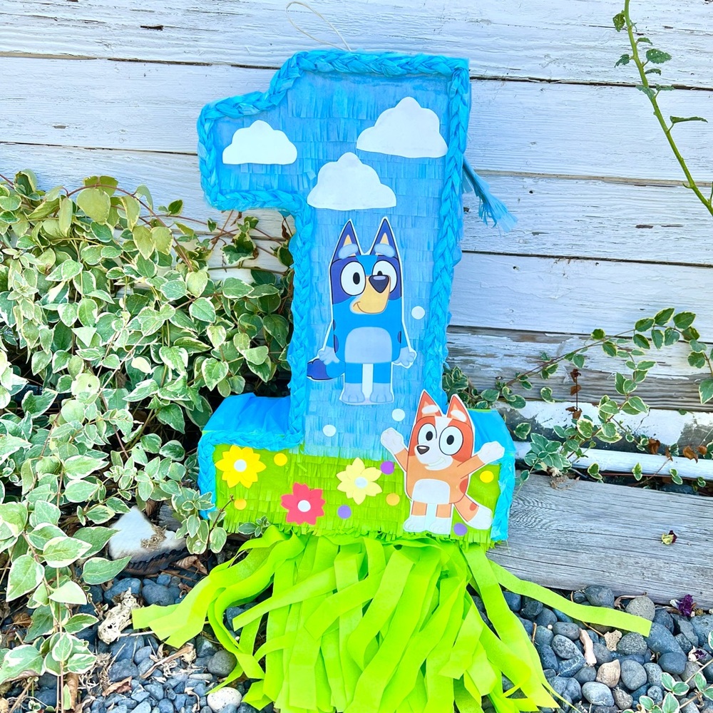 Bluey Number One Piñata first birthday
